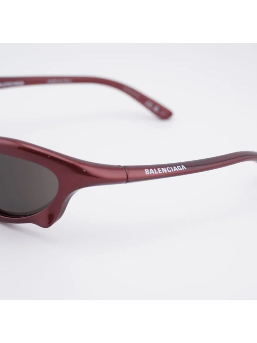 Balenciaga BB0229S 005 Sunglasses Bordeaux Oval Frame, Grey Lenses